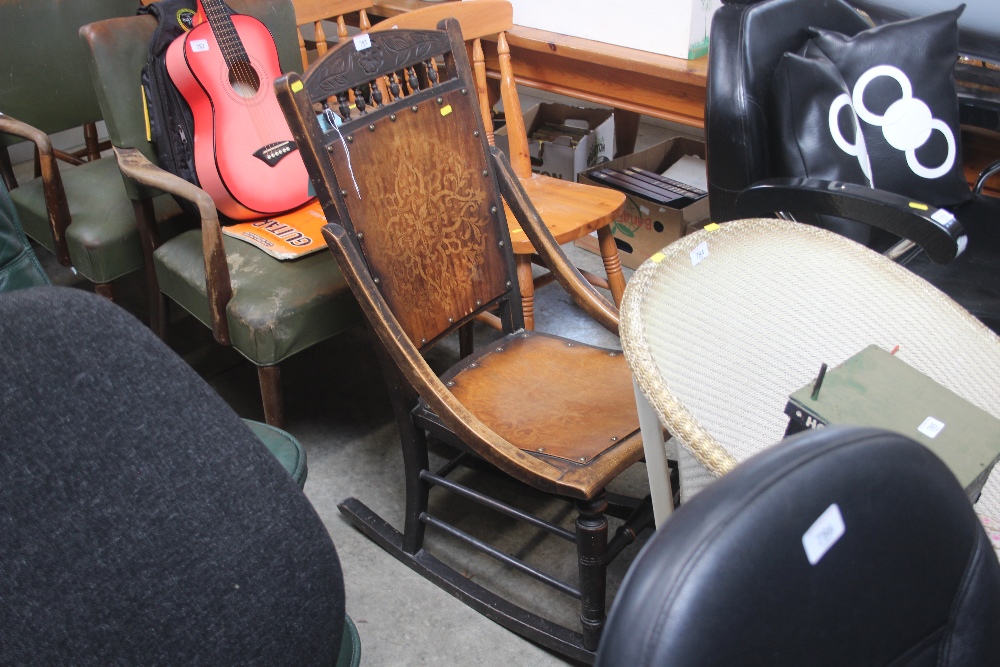 A mahogany rocking chair