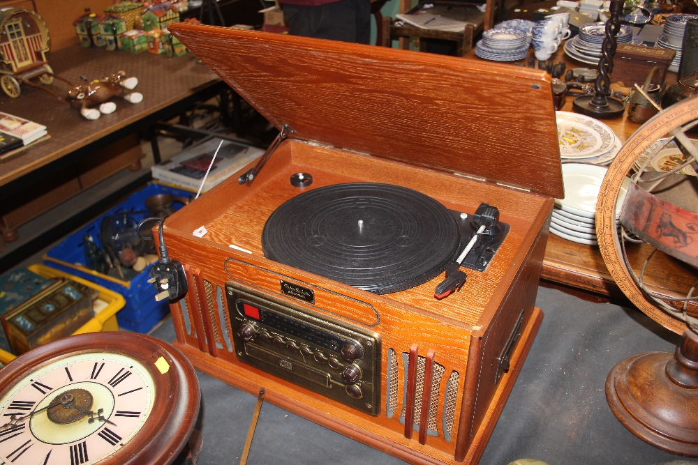 A wooden cased vintage style gramophone