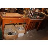 An Edwardian satin wood single drawer side table a