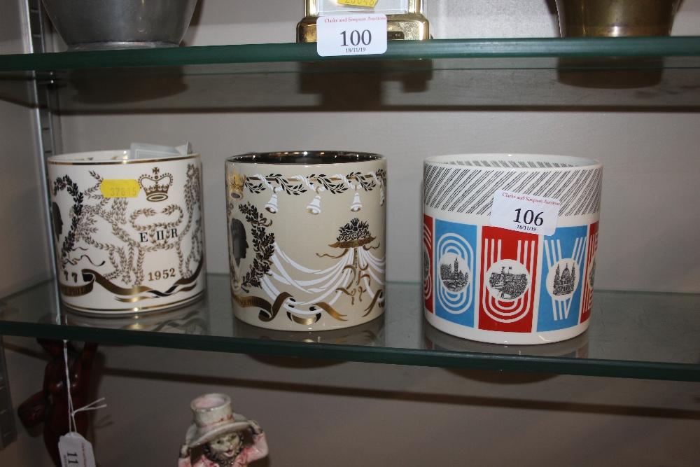 Three various Wedgewood mugs designed by Richard G