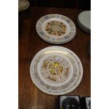 A Spode Medieval World cabinet plates; three Cante