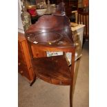 A 19th Century mahogany two tier corner wash stand