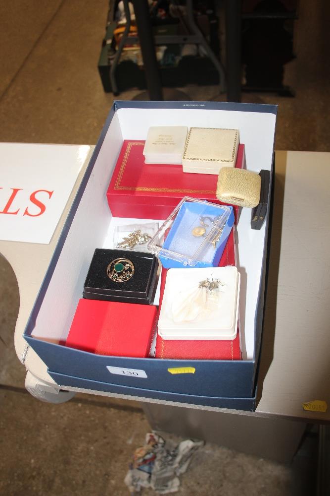 A box of various jewellery to include a pair of mo