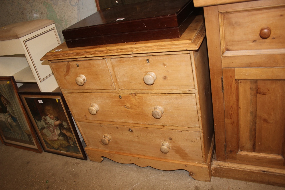 A Victorian stripped chest fitted two short over t