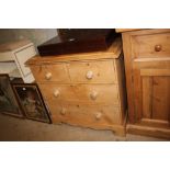 A Victorian stripped chest fitted two short over t