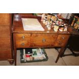 A 19th Century mahogany tray top table, fitted fou