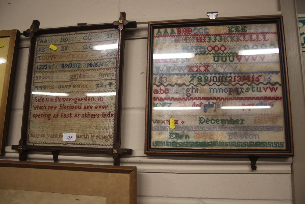 Two Victorian needlework samplers