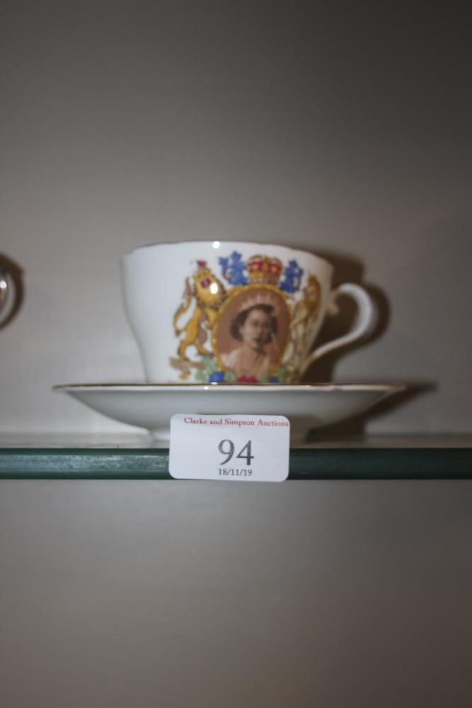 An Aynsley commemorative tea cup and saucer