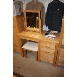 An ash three drawer dressing table with matching m