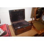 A Victorian rosewood and brass inlaid writing box