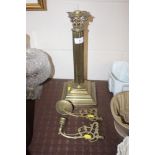 A brass Corinthian column table lamp base; and two
