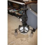 An Art Deco style wrought iron chandelier