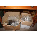 Two boxes of various drinking glasses