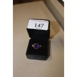 A 9ct gold amethyst set ring