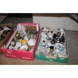 Two boxes of china ornaments etc.
