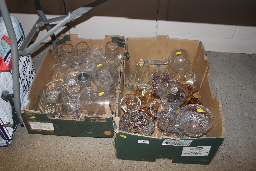 Two boxes of glassware