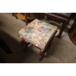 A Victorian mahogany and floral upholstered stool