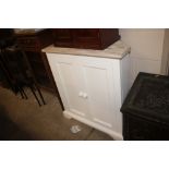 A modern white painted corner cabinet