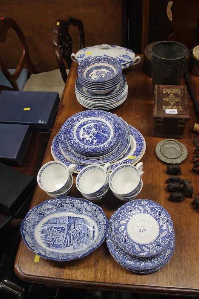 A quantity of various blue and white china