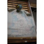 A map together with a globe