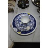 A Copeland Spode blue and white plate together wit