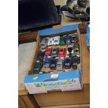 A box of various die cast vehicles