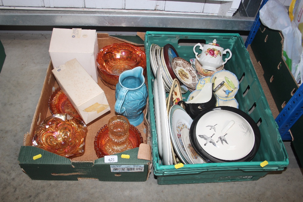 Two boxes of various decorative china; together wi