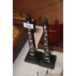 A pair of Pietra Dura obelisks AF