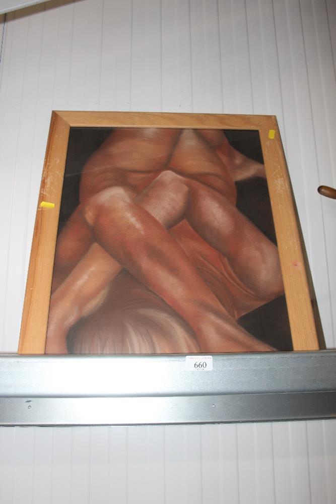 A framed and glazed study of a nude figure