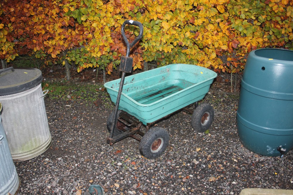 A plastic garden trolley