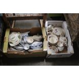 Two boxes of mostly dinnerware