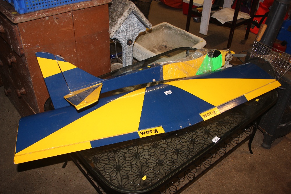 A petrol powered remote control aeroplane sold as