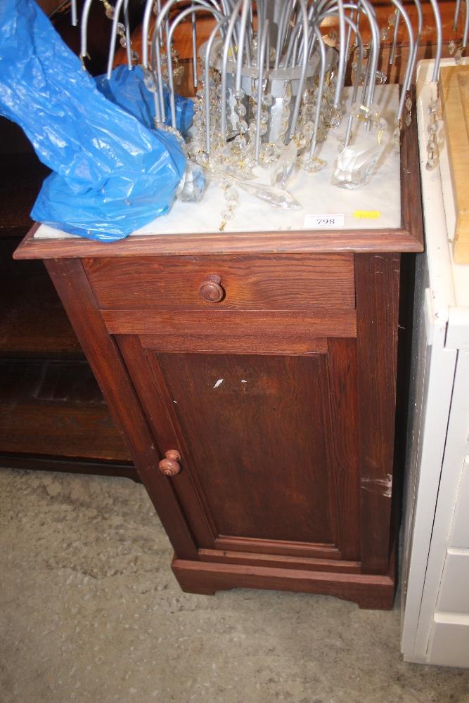 A marble top pot cupboard, fitted single drawer