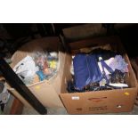 Two boxes of various scarves, bags, shoes etc.