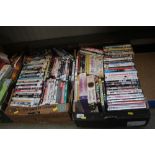 Two boxes of DVDs