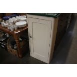 A white painted single door cupboard