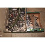 Two boxes of spare bicycle parts