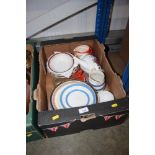 A box of various decorative china; dinnerware etc