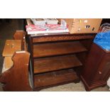 A pair of oak effect open fronted bookcases