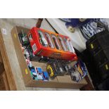 A box of various die cast vehicles