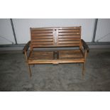 A teak garden bench