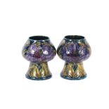 A pair of Morris ware by S. Hancock & Sons mushroom shaped baluster vases, signed G. Cartlidge,