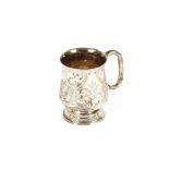 A Victorian silver baluster mug, having foliate engraved decoration, presentation inscription,