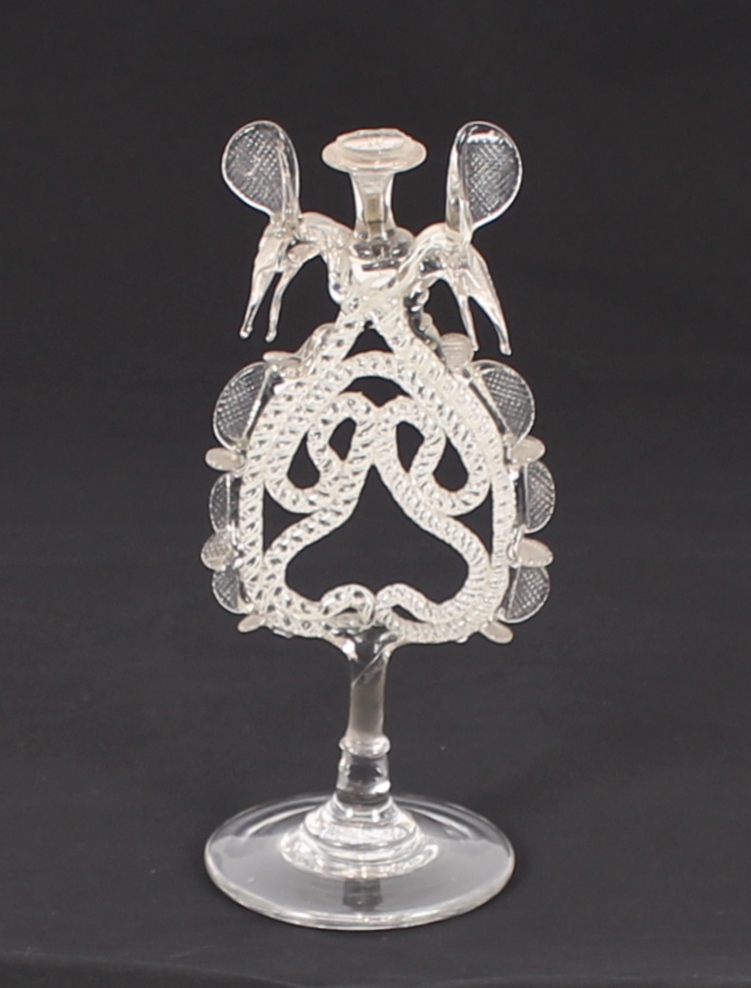 A rare 17th Century Facon de Venice fragmentary glass, the intact stem of similar form to the