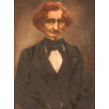 20th Century study of Hector Berlioz, oil on board, indistinctly initialled, 49cm x 36cm