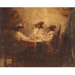 English school 19th Century, an interior scene with cavaliers playing cards at the table, oil on