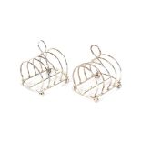 A pair of four division plated toast racks