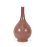 A large Chinese pink pottery onion shaped vase, 43cm high
