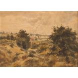 Attributed to Thomas Churchyard,  "A view at Bromeswell", watercolour, 13cm x 18cm