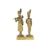 Two 19th Century brass models of soldiers, 12cm high